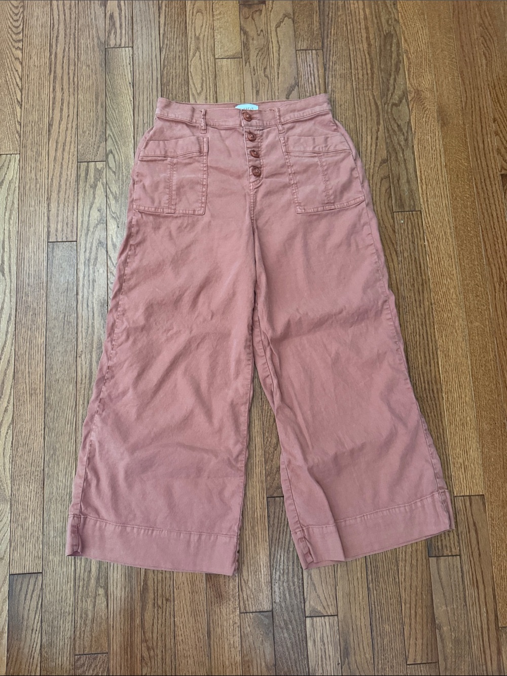 Everlane Wide-Leg Button-Front Pants in Dusty Rose